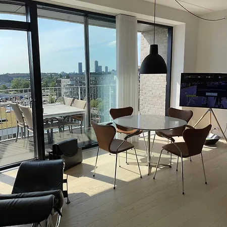 Luksuslejlighed Pa 7 Sal Med Elevator, Vestvendt Altan Og Udsigt Over Havn Og By * Kopenhaga